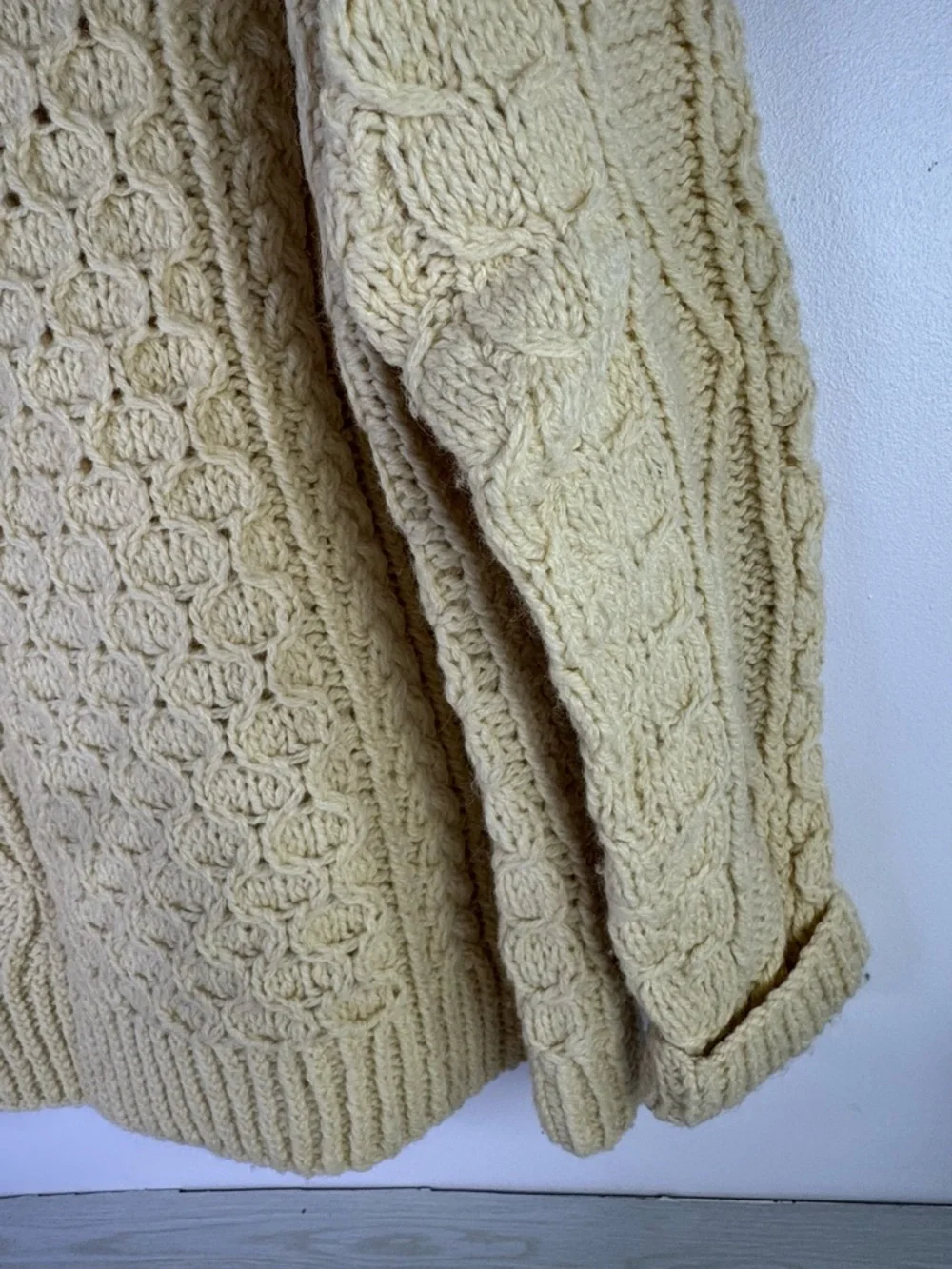 Vintage Loch Garman Ireland 100% New Wool Fisherknit Fisherman's Sweater